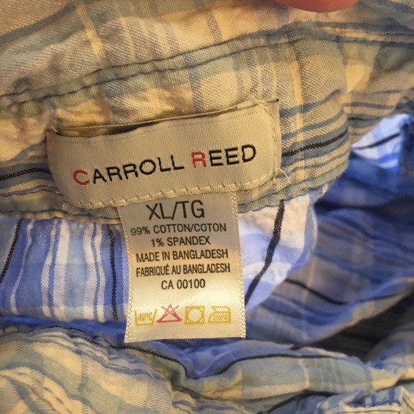 Carroll Reed blue white plaid comfortable cotton button down Size XL - Picture 4 of 5